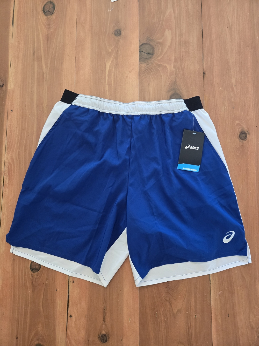Mens Asics Centerline Athletic Shorts - Size Large - Blue & White - NWT
